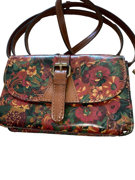 Patricia Nash~TORRI Floral Leather XBDY Purse Clutch~RUSTIC NATURE~NWT CUTE 🌺