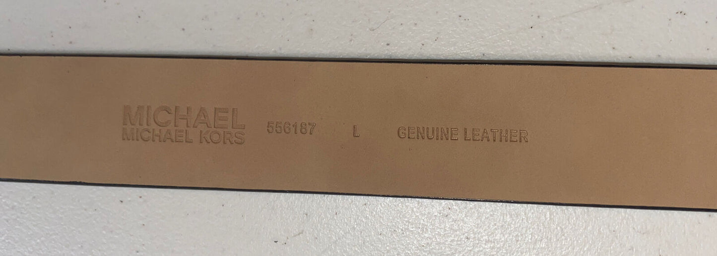 MICHAEL KORS BELT BLACK LEATHER WITH STAMPED MK LOGO GOLD BUCKLE UNIQUE