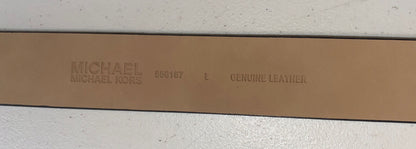 MICHAEL KORS BELT BLACK LEATHER WITH STAMPED MK LOGO GOLD BUCKLE UNIQUE