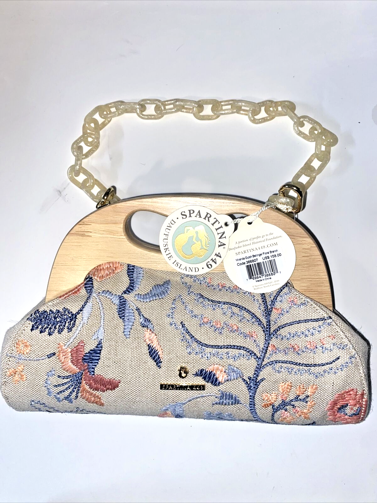 SPARTINA 449 MIRANDA CLUTCH BELLINGER FLORAL BRANCH CODE 366807 NWT~REAR FIND!!!