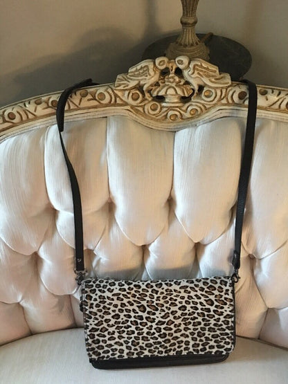 IL DUCA DESIGNED & MADE IN ITALY HANDBAG 👜 BLACK CHEETAH HAIR CALF NEW
