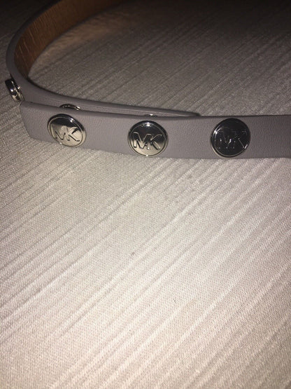 MICHAEL KORS Fanny Pack Belt Grey Multi MK Logo Silver Chain CLASSIC STYLE!!