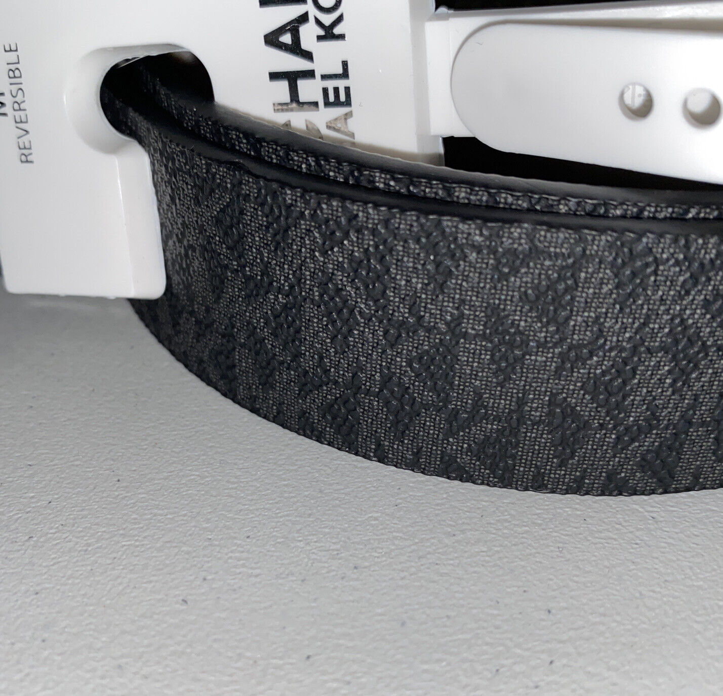 MICHAEL KORS BELT REVERSIBLE BLACK/BROWN MK LOGO SILVER BUCKLE