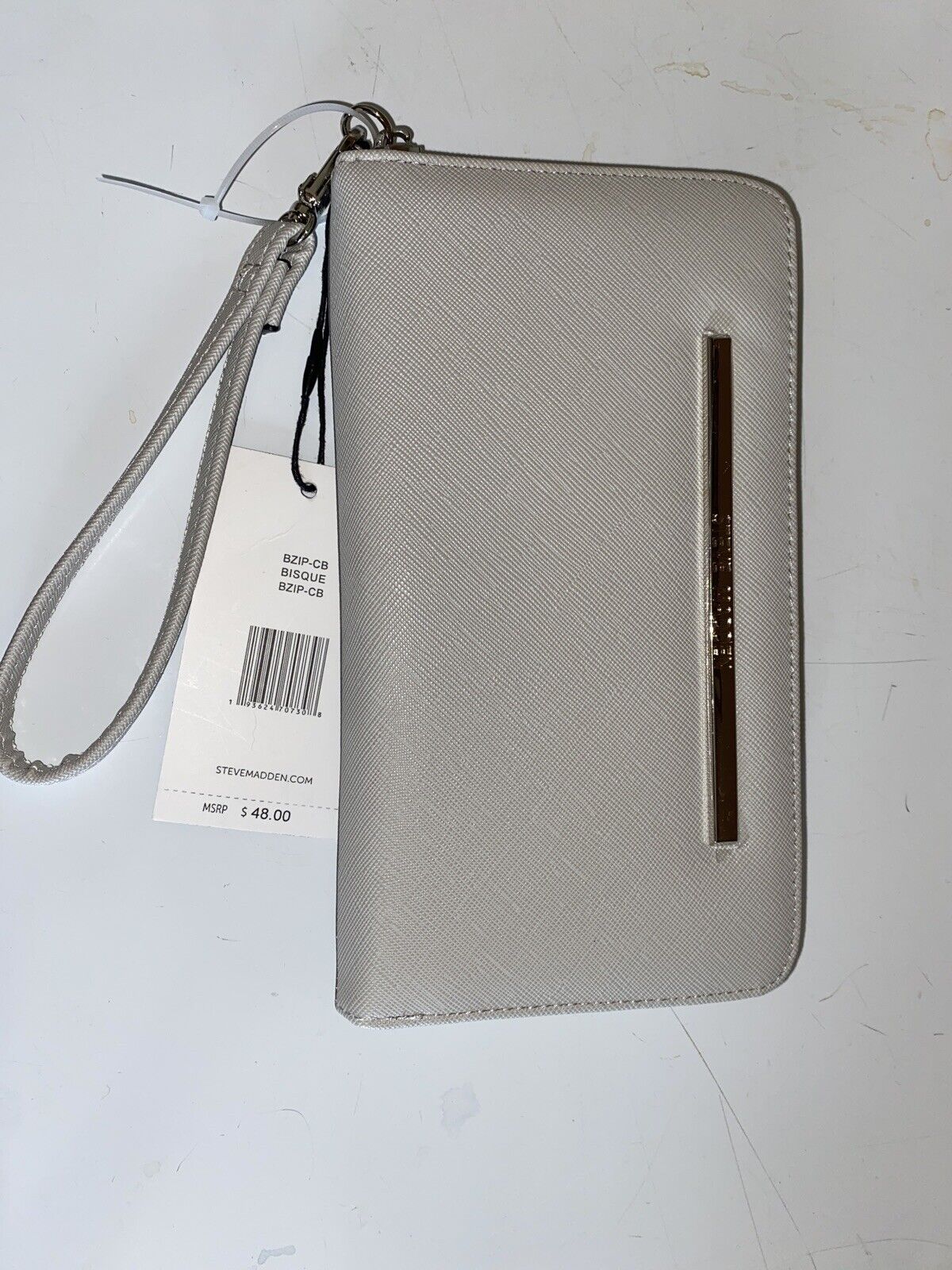 STEVE MADDEN WALLET WRISTLET BISQUE/GRAY TWO TONE