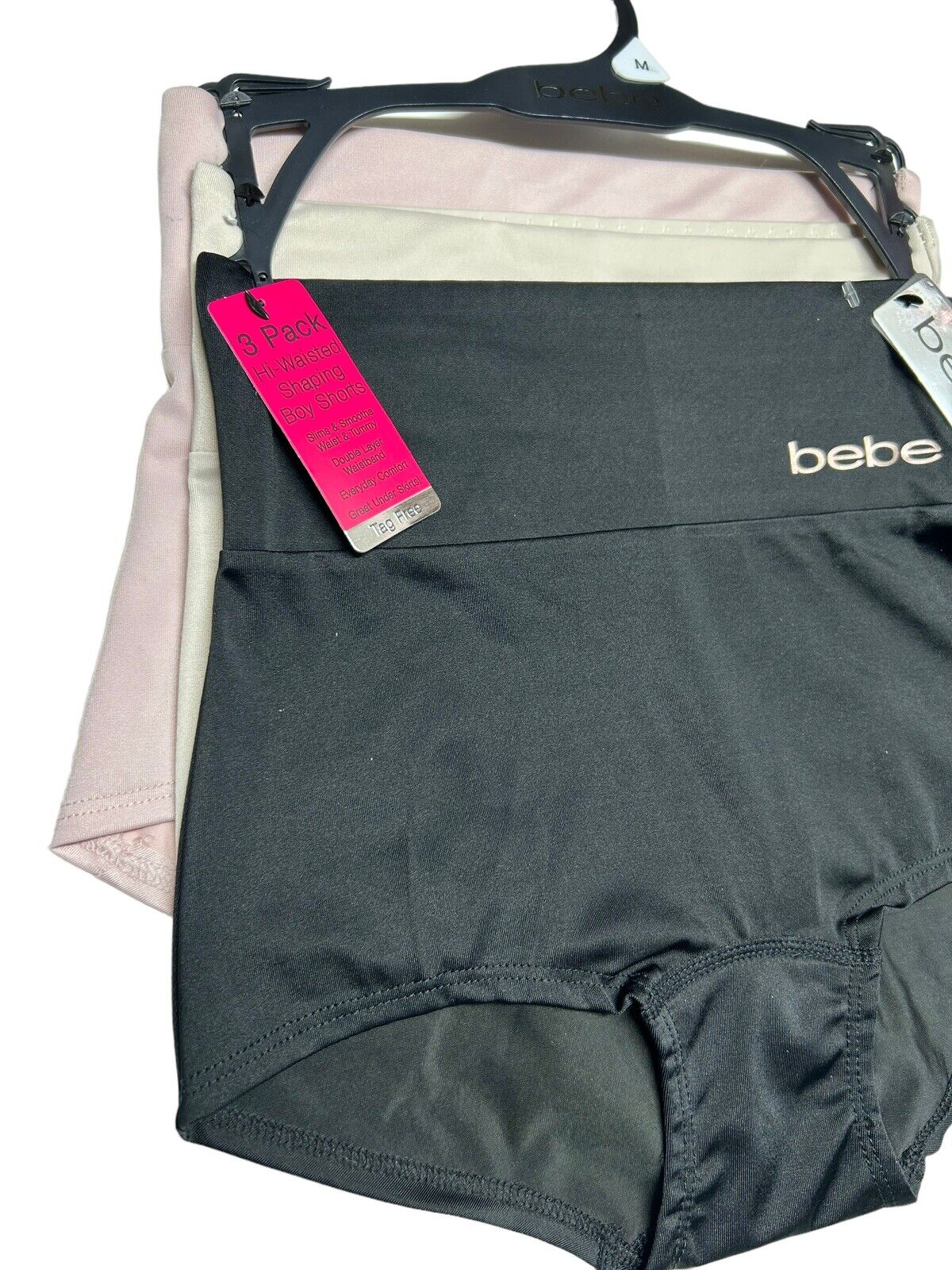 bebe Women’s 3 Pack~Light Control~Microfiber Shaping Briefs BoyShort~High Waist