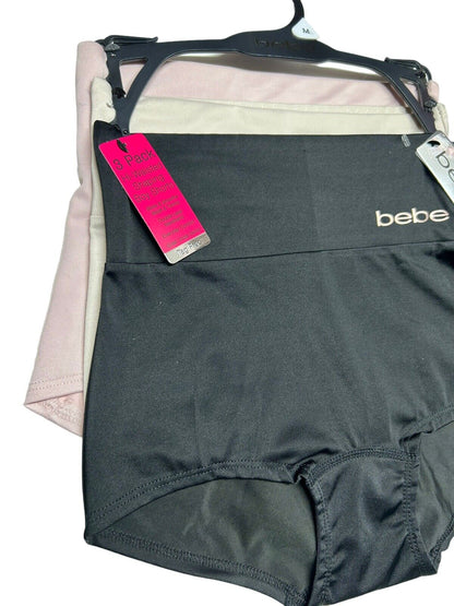 bebe Women’s 3 Pack~Light Control~Microfiber Shaping Briefs BoyShort~High Waist