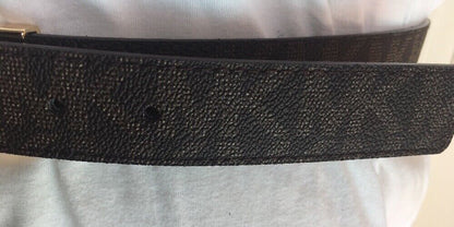 MICHAEL KORS BELT REVERSIBLE BROWN MK LOGO/BROWN TEXTURE GOLD BUCKLE LIST 58$