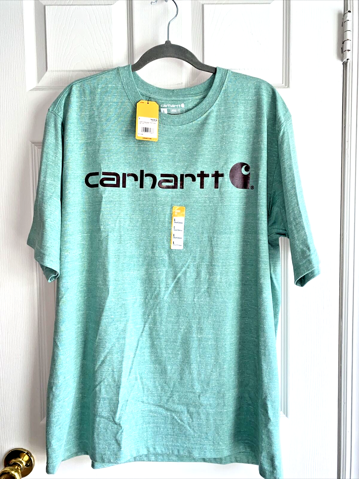 Carhartt Men's Loose Fit Heavyweight Short-Sleeve Logo~ Large T-Shirt Sea Green
