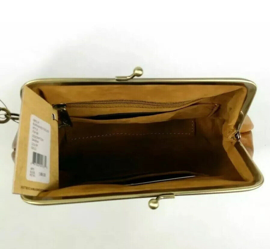 PATRICIA NASH Savena Wristlet Burnished Tooled Gold Kiss Lock NEW