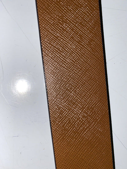 MICHAEL KORS BELT VANILLA/LUGGAGE PRINTED MK LOGO WITH GOLD MK LOGO BUCKLE XL