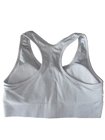 NEW BALANCE Medium Impact Sports Bra Style #R000440 GRAY~ FRONT ZIP LOGO Sz. XXL