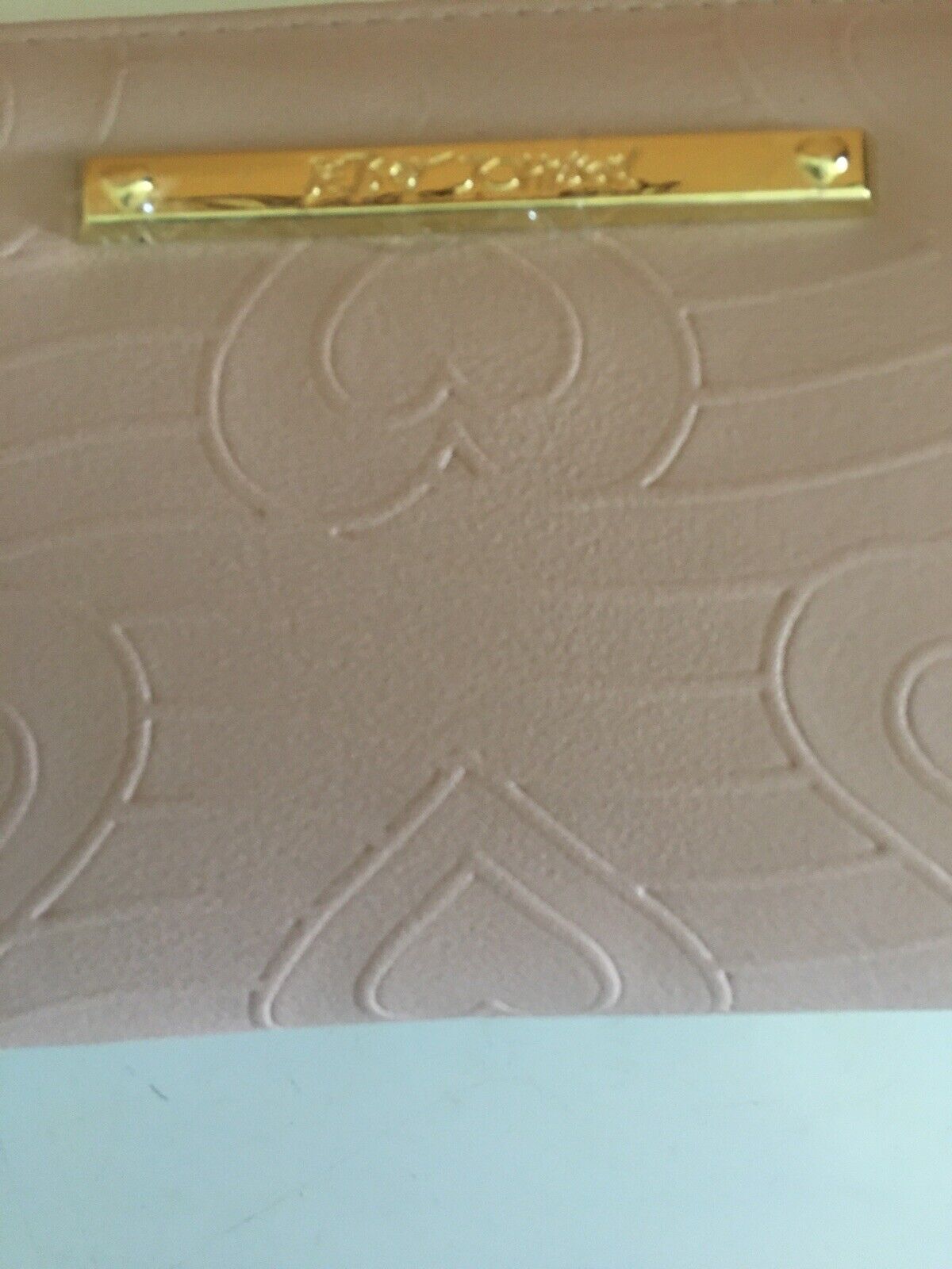 Betsey Johnson Zip Around Wallet/Wristlet Raised Hearts Blush Color NWT