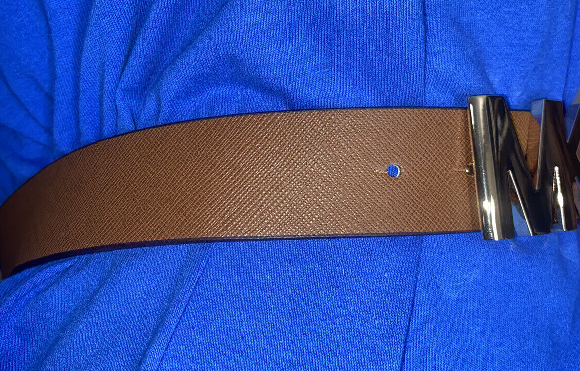 Michael Kors Belt Vanilla/Luggage Reversible Printed MK Logo and Buckle SMALL