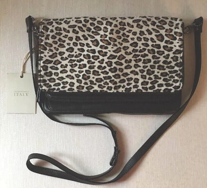 IL DUCA DESIGNED & MADE IN ITALY HANDBAG 👜 BLACK CHEETAH HAIR CALF NEW