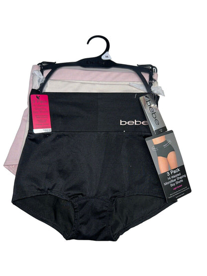 bebe Women’s 3 Pack~Light Control~Microfiber Shaping Briefs BoyShort~High Waist