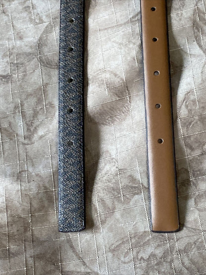 Michael Kors belts 2 For 1 Brown MK Logo/Luggage Gold Buckles "Skinny" MSRP $48