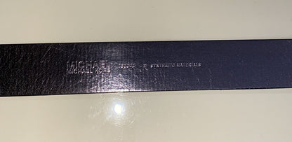 MICHAEL KORS BELT BLACK WITH MK PRINTED LOGO WITH MEDIUM SILVER MK CIRCLE BUCKLE