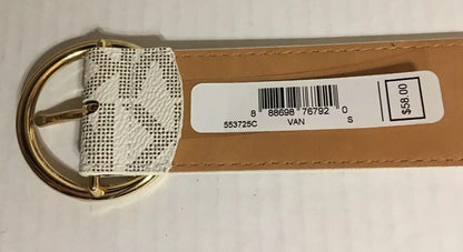 MICHAEL KORS BELT VANILLA WITH MK LOGO WITH GOLD BUCKLE FREE S/H LIST PRICE $58