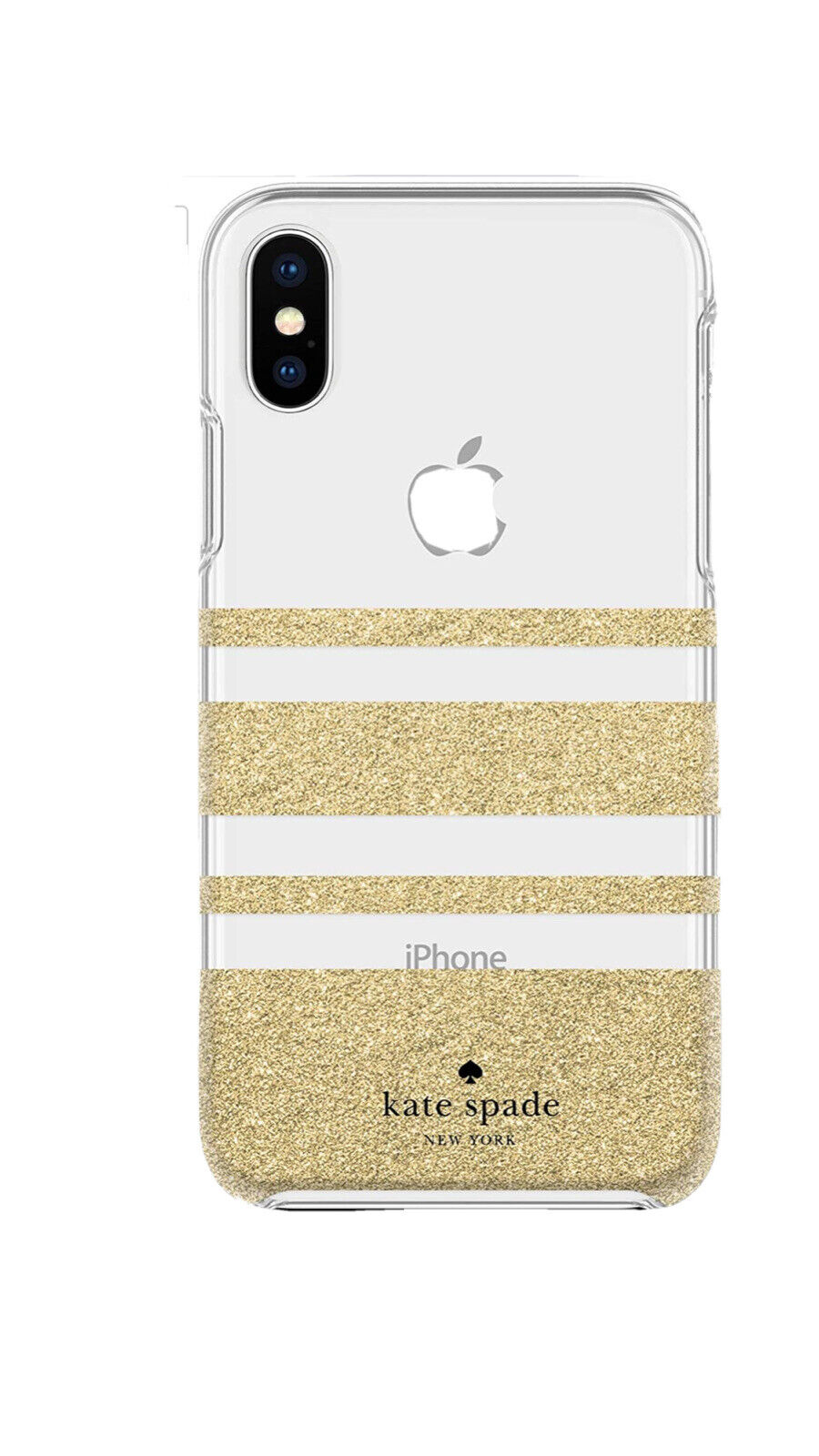 Kate Spade NY Charlotte Gold Stripes Case Apple iPhone XS MAX Gold Glitter NEW