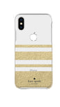 Kate Spade NY Charlotte Gold Stripes Case Apple iPhone XS MAX Gold Glitter NEW