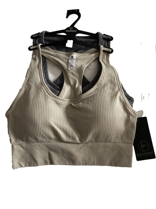 90 Degree By Reflex High Performance Full Support Sport  Bra Set-Two XL- MSRP$58