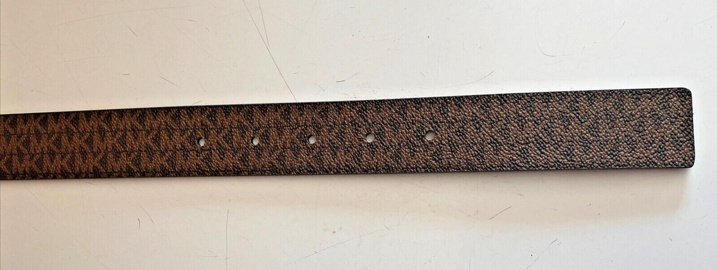 Michael Kors Belt Reversible Chocolate To Luggage Two-Tone MK Logo Buckle Nice!!