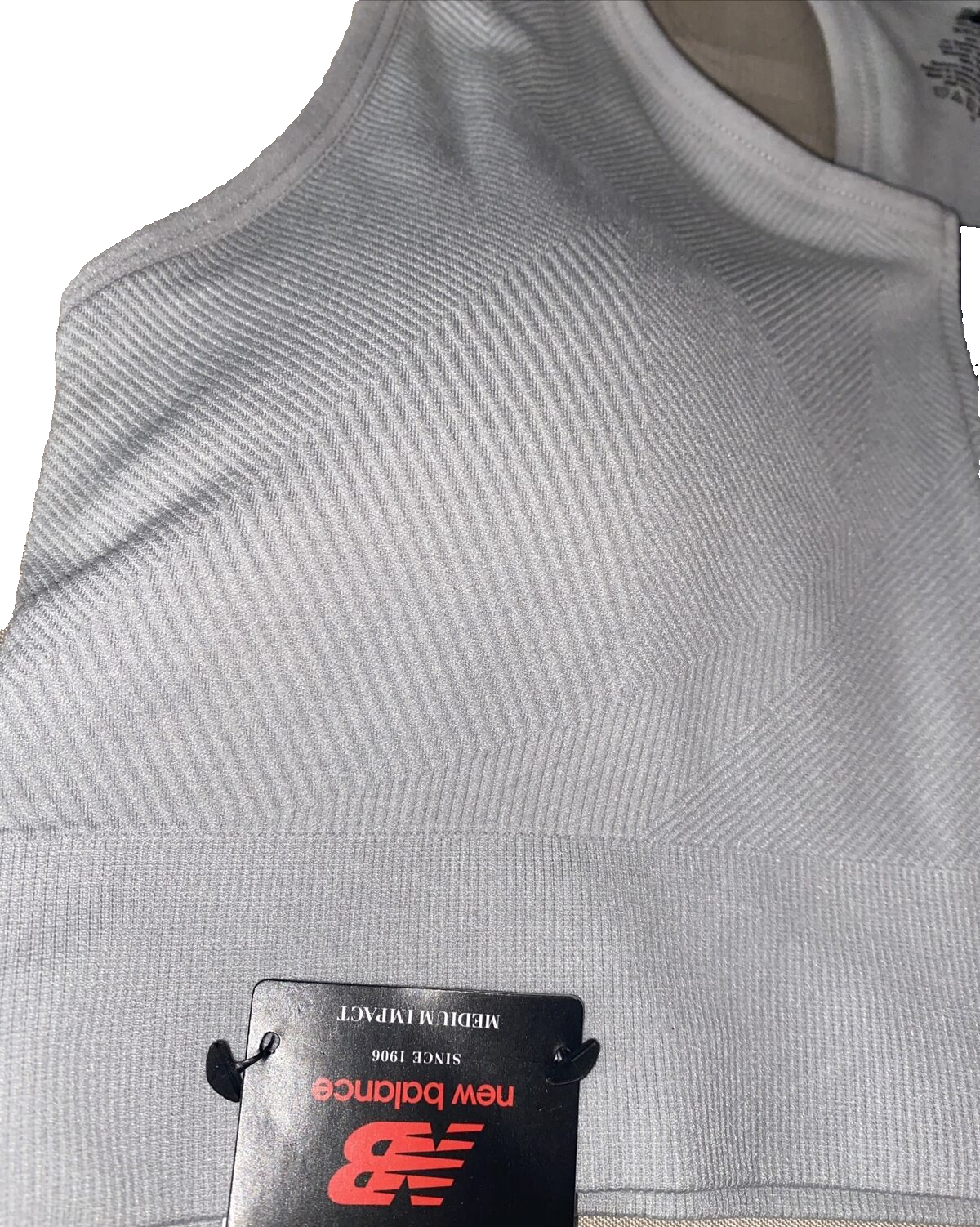 NEW BALANCE Medium Impact Sports Bra Style #R000440 GRAY~ FRONT ZIP LOGO Sz. XXL