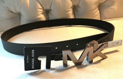 MICHAEL KORS BELT BLACK/GRAY REVERSIBLE SILVER BUCKLE UNISEX MSRP $88.00