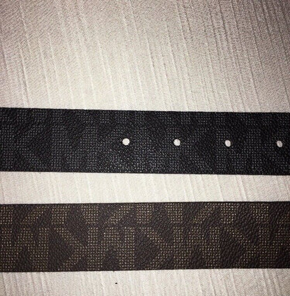 MICHAEL KORS BELT REVERSIBLE BLACK TO BROWN RECTANGULAR SILVER BUCKLE NICE!!!!