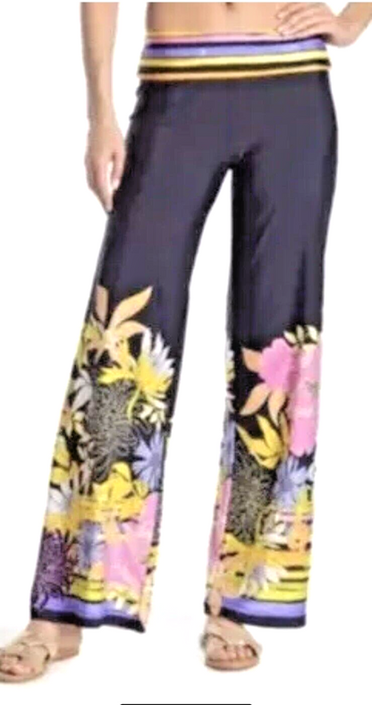 Trina Turk Bal Harbour Roll On Cover Up Pants Medium Multicolor Floral NWT~CHIC