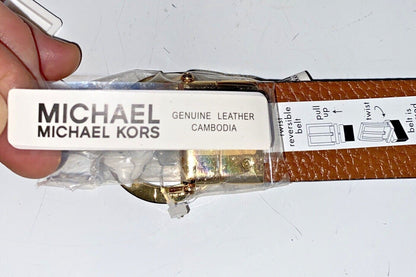Michael Kors Belt Reversible Chocolate To Luggage Two-Tone MK Logo Buckle Nice!!