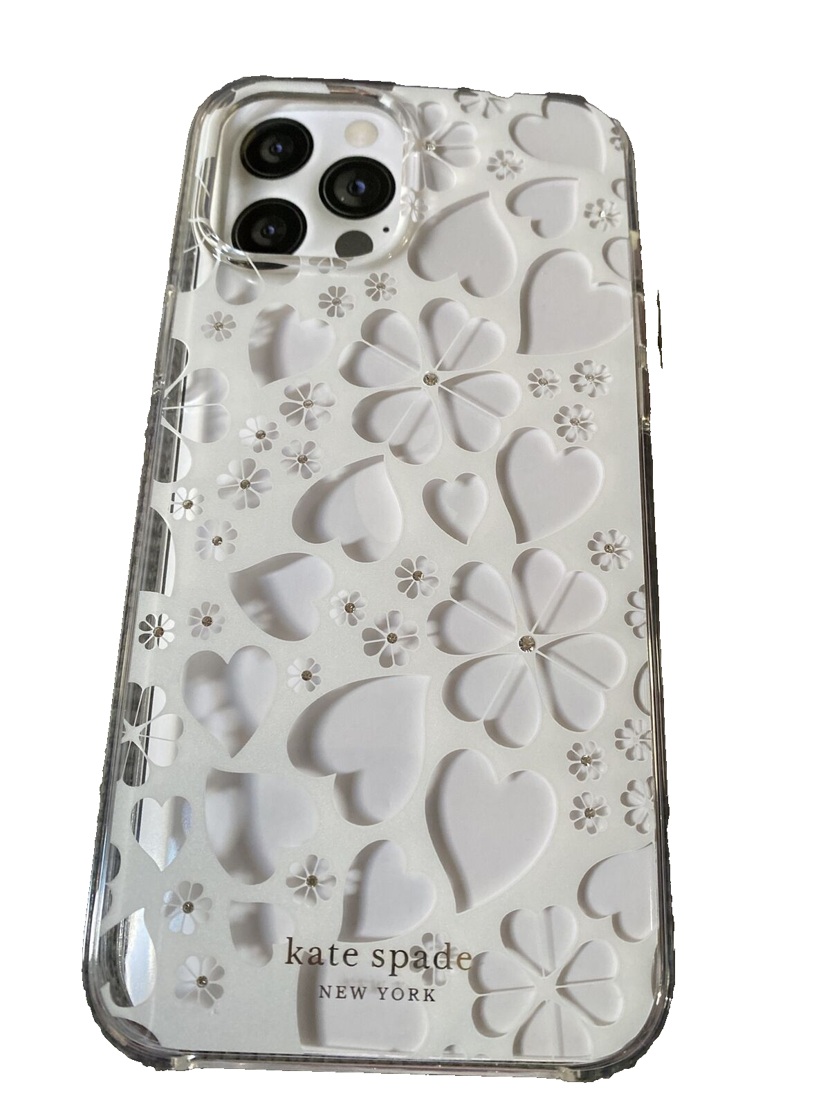 Kate Spade Phone Case iPhone For 12 Pro Max Heart & Flowers- White