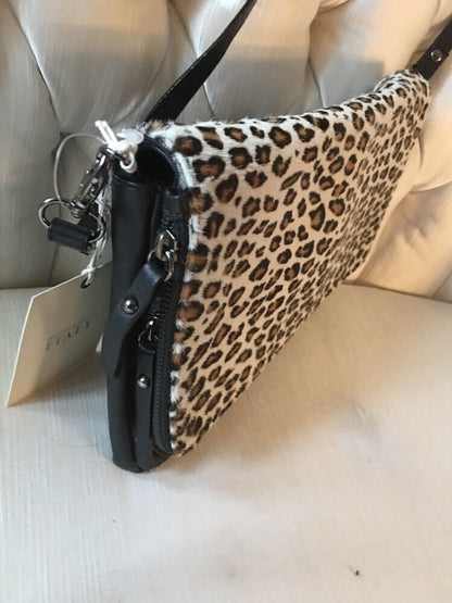 IL DUCA DESIGNED & MADE IN ITALY HANDBAG 👜 BLACK CHEETAH HAIR CALF NEW