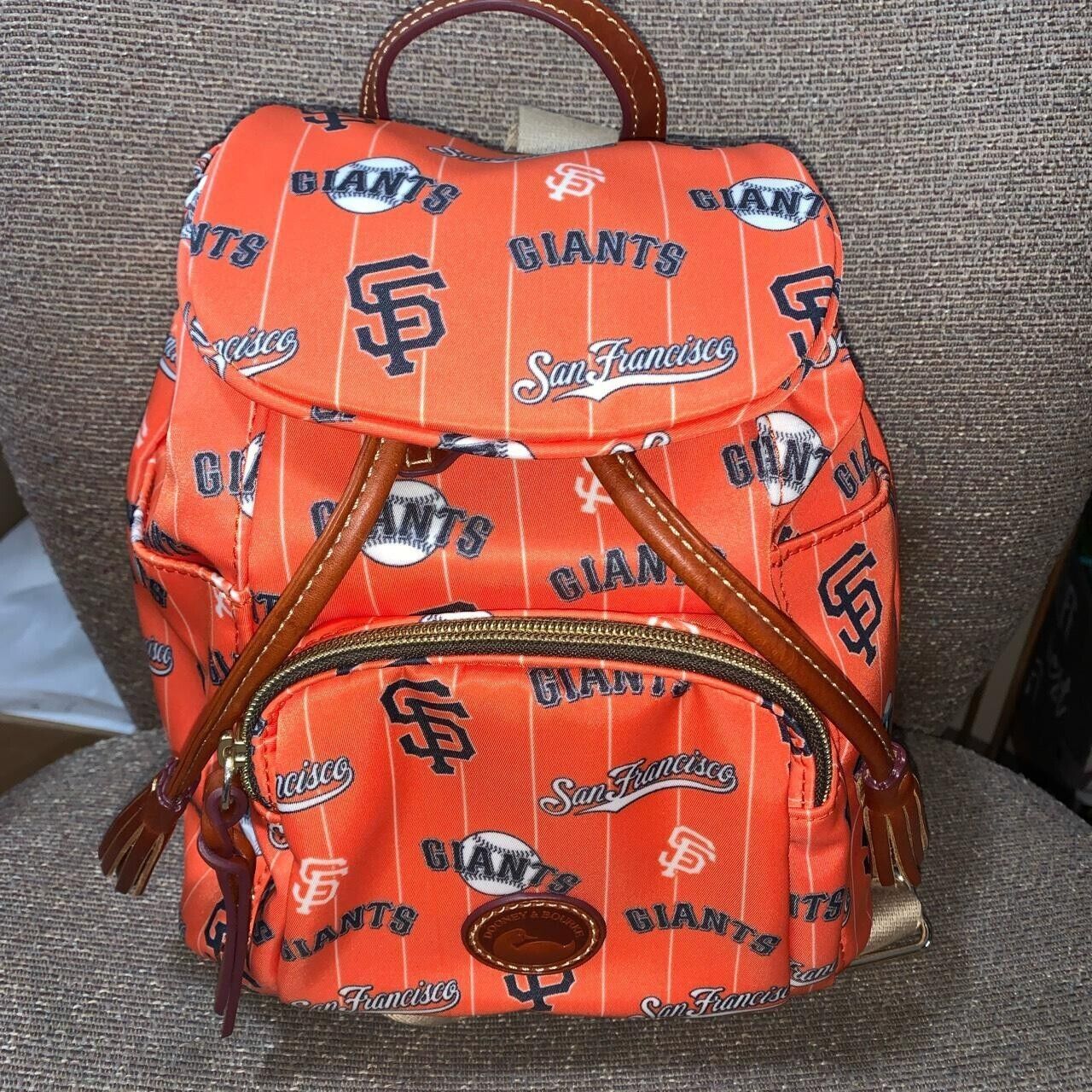Dooney And Bourke Orange with Giants Print Medium Backpack BNYGI382T