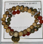 SHIVAM UNAKITE, JASPER & QUARTZ GEMSTONE BRACELET BRASS LOTUS PENDANT BRACELET