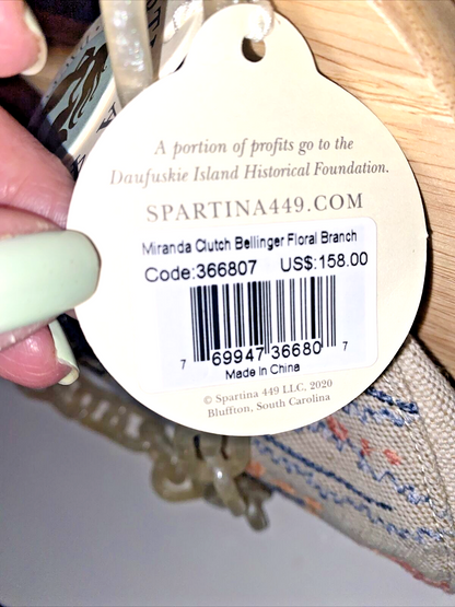 SPARTINA 449 MIRANDA CLUTCH BELLINGER FLORAL BRANCH CODE 366807 NWT~REAR FIND!!!