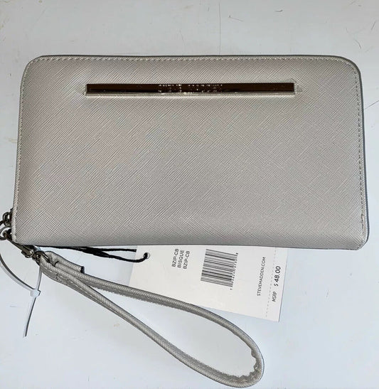 STEVE MADDEN WALLET WRISTLET BISQUE/GRAY TWO TONE
