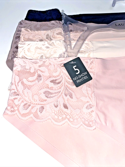 Laura Ashley LACE Hipster Panties Large~5Pk SEXY Multicolor~Style LA9527~NO SHOW