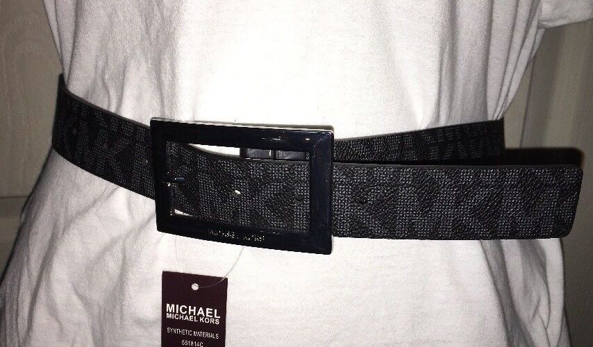 MICHAEL KORS BELT REVERSIBLE BLACK TO BROWN RECTANGULAR SILVER BUCKLE NICE!!!!