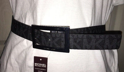 MICHAEL KORS BELT REVERSIBLE BLACK TO BROWN RECTANGULAR SILVER BUCKLE NICE!!!!