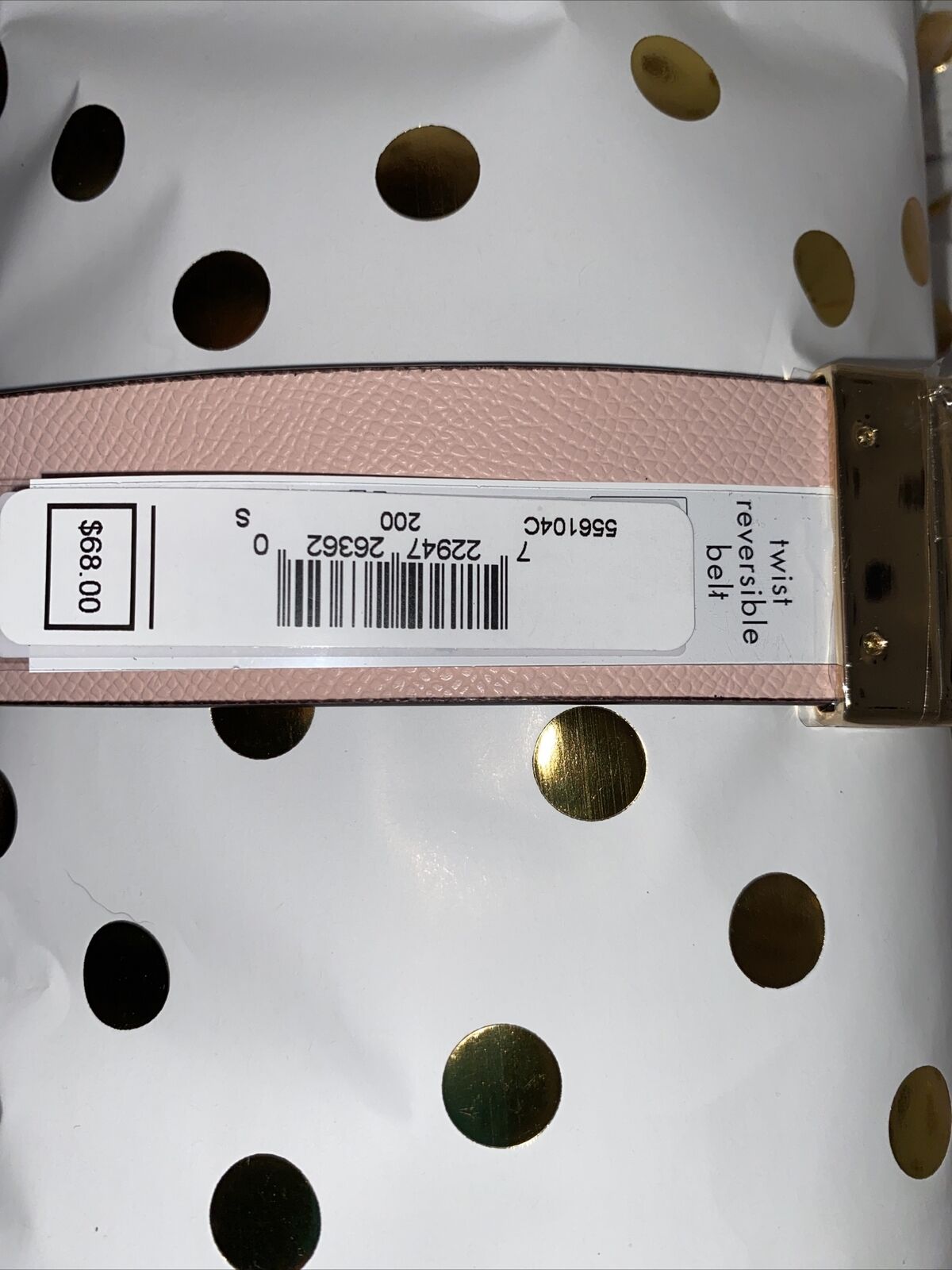 Michael Kors Belt Reversible Luggage/Pink Genuine Leather Gold MK Logo Buckle