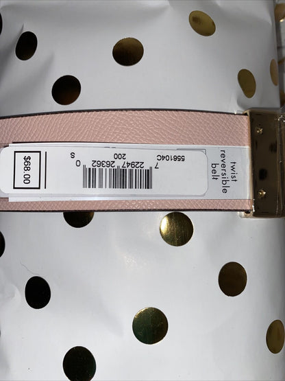Michael Kors Belt Reversible Luggage/Pink Genuine Leather Gold MK Logo Buckle