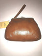 PATRICIA NASH~Savena Burnished Brown Leather Wristlet ~Gold Kiss Lock ~FANCY!!!