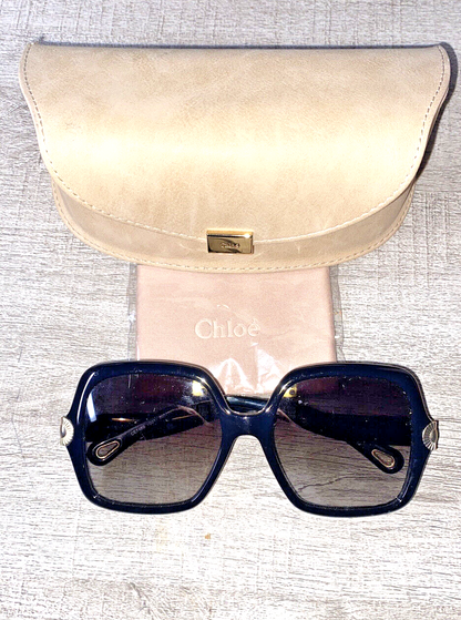Chloe CE746S 001 Sunglasses Women's Black/Grey Gradient Lens Fashion Square 55mm