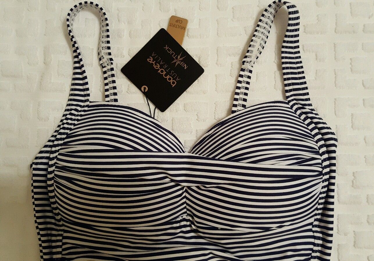 NIP TUCK BOND EYE ONE PIECE SWIMSUIT Sweetheart Shirred Maillot Black/White US10