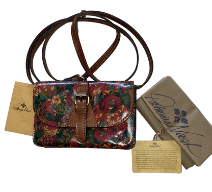 Patricia Nash~TORRI Floral Leather XBDY Purse Clutch~RUSTIC NATURE~NWT CUTE 🌺