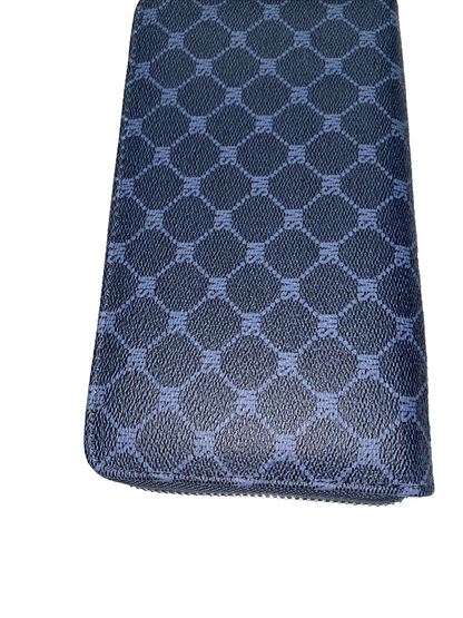Steve Madden Wallet Navy&Blue Printed SM Logo Zip Around Silver Hardware NEW