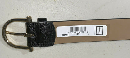 MICHAEL KORS BELT BLACK LEATHER WITH STAMPED MK LOGO GOLD BUCKLE UNIQUE