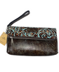 Patricia Nash Valerie Turquoise Tooled Leather Fold Over Clutch Wristlet New