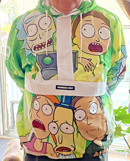 Rick and Morty Members Only Pullover Windbreaker Jacket Sze. Medium ~SUPER COOL!